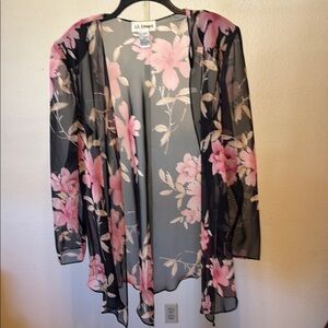 JS EDWARD Floral Print‎ Black and Pink Blazer